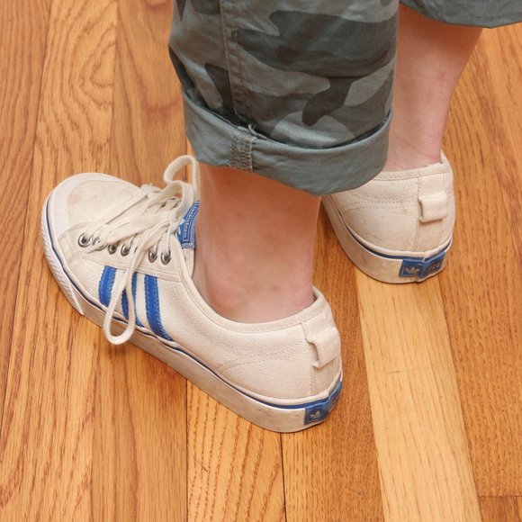 Adidas Nizza Cream and Blue Sneakers - Picture 2 of 8